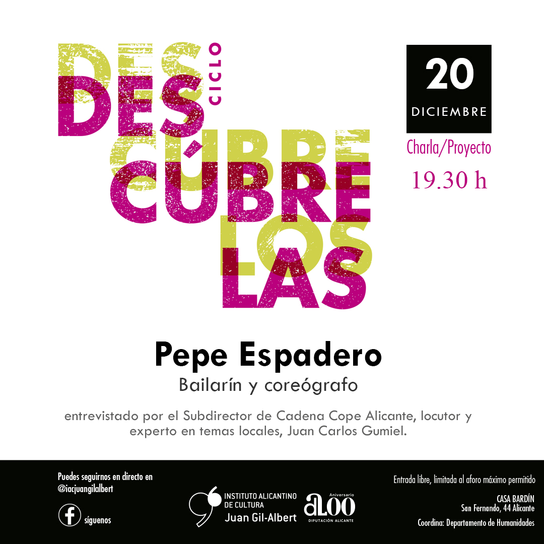 El Instituto de Cultura Juan Gil-Albert ofrece una charla con el bailarín y coreógrafo alicantino Pepe Espadero